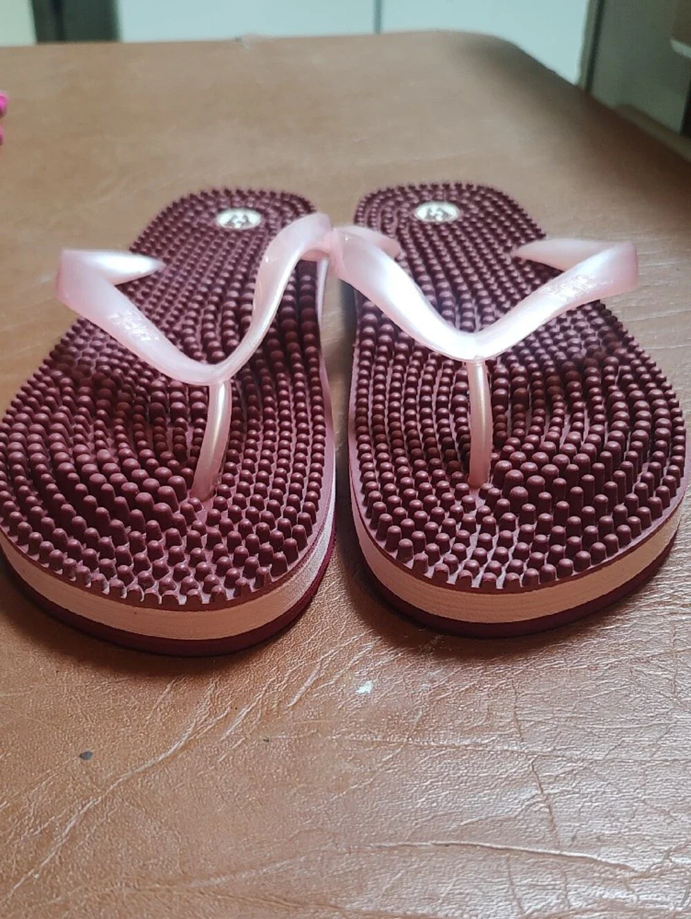 Red Reflexology Flip Flops - Massage Sandals New